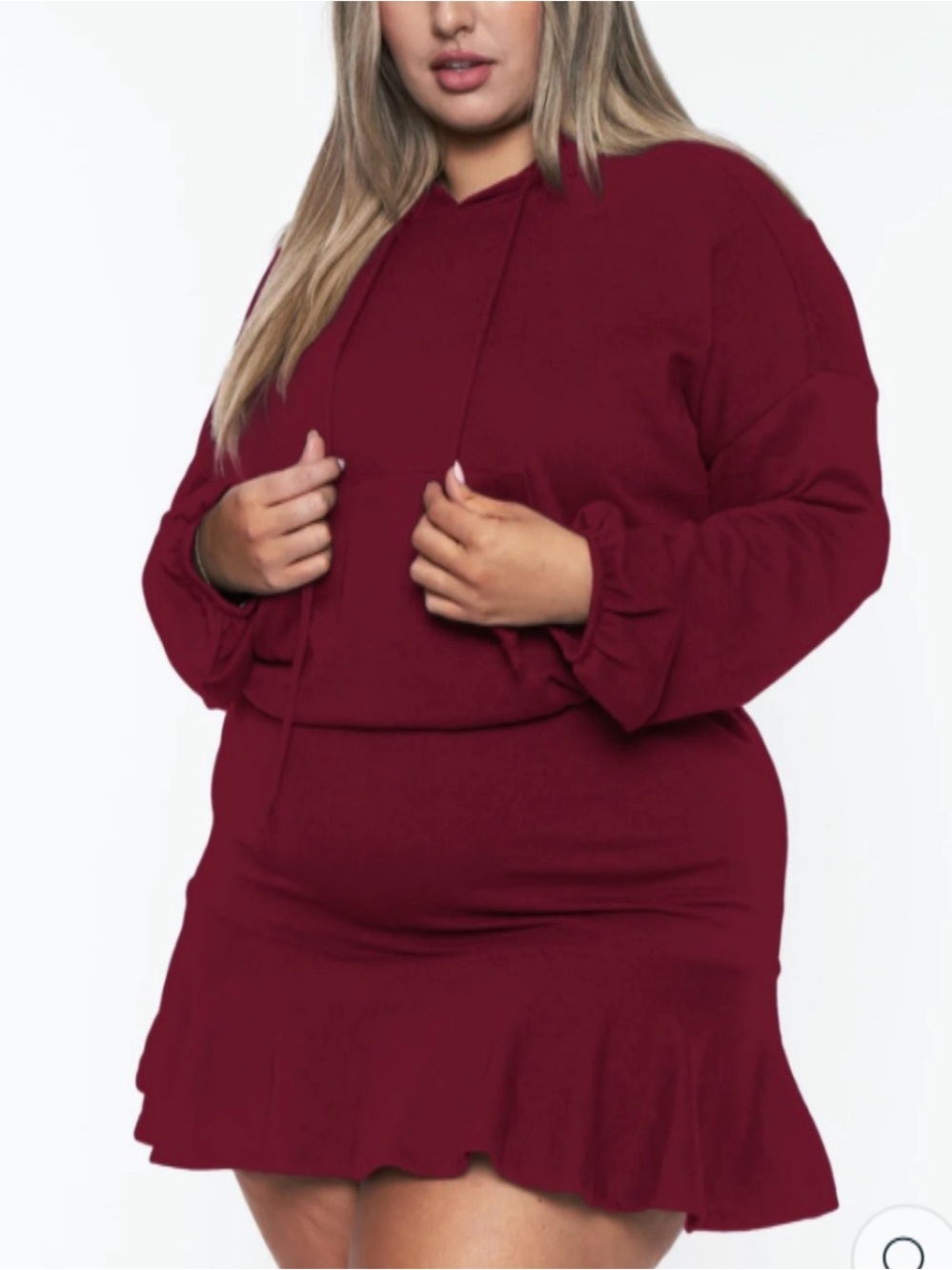 BRAND NEW  (w/out tags) CURVY SENSE PLUS SIZE HOODIE MINI DRESS BURGUNDY Size 1X